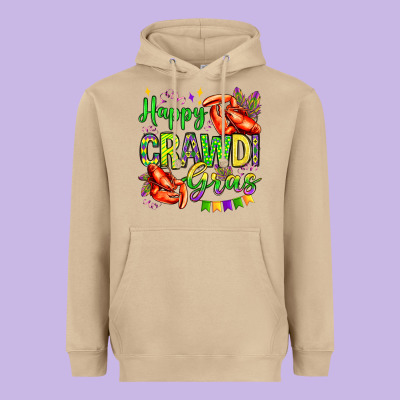 Happy Crawdi Gras Olivia Heavyweight Hoodie Designed By Oliviacreatesart