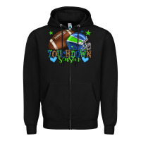 Black Touchdown season American football green and blue Zipper Hoodie - HowdyJamesFarm