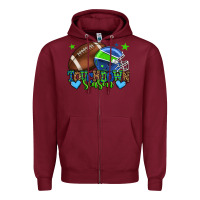 Burgundy Touchdown season American football green and blue Zipper Hoodie - HowdyJamesFarm