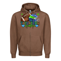 Touchdown Season American Football Green And Blue Zipper Hoodie | Teevron