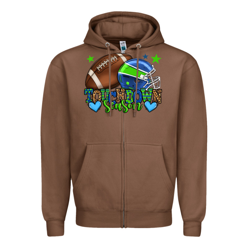 Touchdown Season American Football Green And Blue Zipper Hoodie by HowdyJamesFarm | Teevron