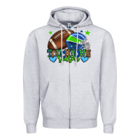 Heather Grey Touchdown season American football green and blue Zipper Hoodie - HowdyJamesFarm