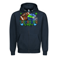 Navy Touchdown season American football green and blue Zipper Hoodie - HowdyJamesFarm
