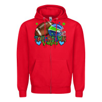 Red Touchdown season American football green and blue Zipper Hoodie - HowdyJamesFarm