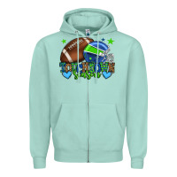 Seafoam Touchdown season American football green and blue Zipper Hoodie - HowdyJamesFarm