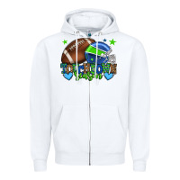 White Touchdown season American football green and blue Zipper Hoodie - HowdyJamesFarm