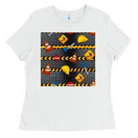 White construction signs seamless pattern Ladies Tee - BundleAndBundleShop