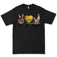 Black Peace Love Kangaroo Premium Tee - LillyAllenDesigns