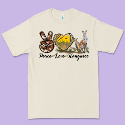 Peace Love Kangaroo Premium Tee Designed By Lillyallendesigns