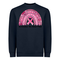 Navy in october we wear pink breast cancer awareness rainbow Heavyweight Sweatshirt - Jasminsmagicworld