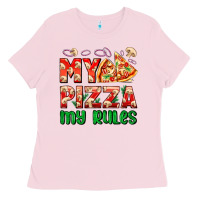 Bubblegum Pink my pizza  my rules Ladies Tee - AdoDesignShop