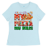 Baby Blue my pizza  my rules Ladies Tee - AdoDesignShop