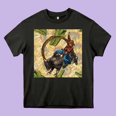 Rodeo Seamless Pattern Heavy Core Tee Designed By Bundleandbundleshop