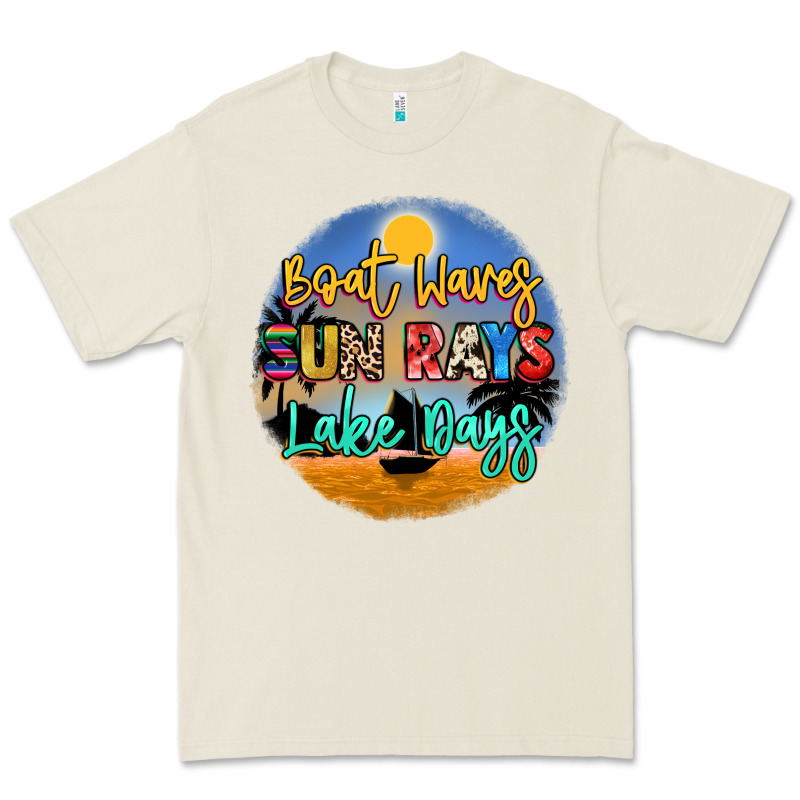 Boat Waves Sun Rays Lake Days Premium Tee by NancyCooperArtShop | Teevron