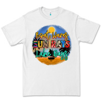 White boat waves sun rays lake days Premium Tee - NancyCooperArtShop
