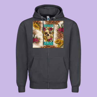 Badass Mama With Flowers Zipper Hoodie Designed By Tumblerdesignbyshophia