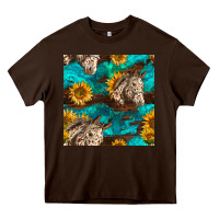 Chocolate Brown appaloosa horses and sunflowers seamless pattern Heavy Core Tee - BundleAndBundleShop