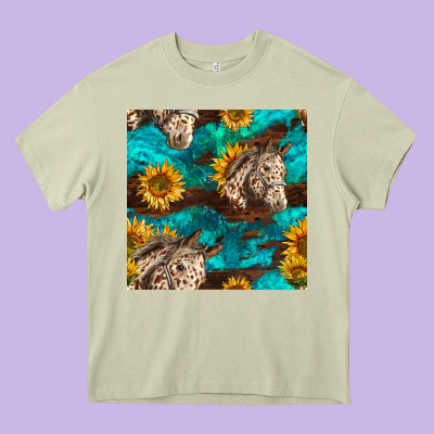 Appaloosa Horses And Sunflowers Seamless Pattern Heavy Core Tee Designed By Bundleandbundleshop