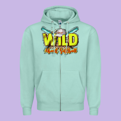 Wild About Softball Zipper Hoodie Designed By Howdyjamesfarm