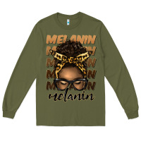 Army Green melanin afro messy bun Long Sleeve Tee - Artiststas
