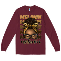 Burgundy melanin afro messy bun Long Sleeve Tee - Artiststas