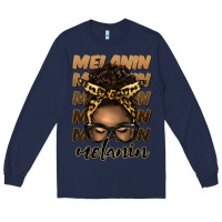 Navy melanin afro messy bun Long Sleeve Tee - Artiststas