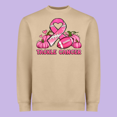 Tackle Cancer Pumpkins Football And Ribbon Breast Cancer Awareness Heavyweight Sweatshirt Designed By Jasminsmagicworld