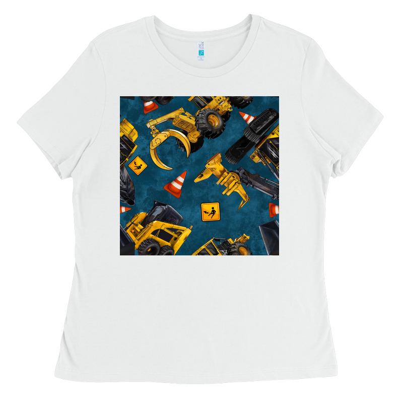 Construction Vehicles Seamless Pattern Ladies Tee by BundleAndBundleShop | Teevron