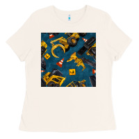 Bone construction vehicles seamless pattern Ladies Tee - BundleAndBundleShop