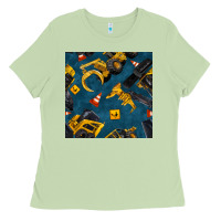 Matcha construction vehicles seamless pattern Ladies Tee - BundleAndBundleShop