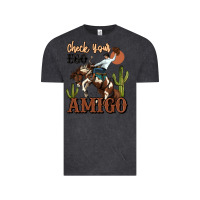 Vintage Black check your ego amigo rodeo cowboy Vintage Tee - MaliasSmallBusiness