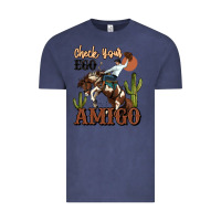 Vintage Denim check your ego amigo rodeo cowboy Vintage Tee - MaliasSmallBusiness