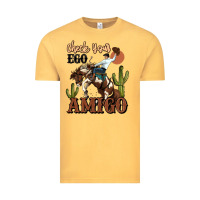 Vintage Mustard check your ego amigo rodeo cowboy Vintage Tee - MaliasSmallBusiness