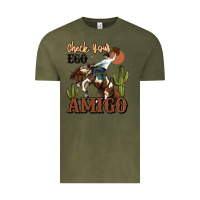 Vintage Olive check your ego amigo rodeo cowboy Vintage Tee - MaliasSmallBusiness