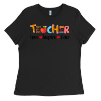 Black teacher love inspıre care wıth  and pen Ladies Tee - Artiststas