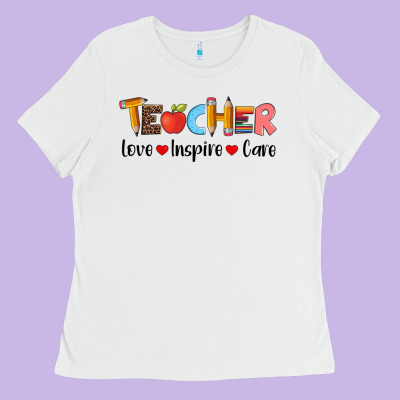 Teacher Love Inspıre Care Wıth  And Pen Ladies Tee Designed By Artiststas