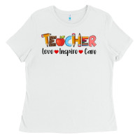 White teacher love inspıre care wıth  and pen Ladies Tee - Artiststas