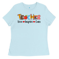 Baby Blue teacher love inspıre care wıth  and pen Ladies Tee - Artiststas