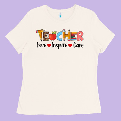 Teacher Love Inspıre Care Wıth  And Pen Ladies Tee Designed By Artiststas