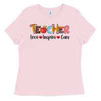 Bubblegum Pink teacher love inspıre care wıth  and pen Ladies Tee - Artiststas