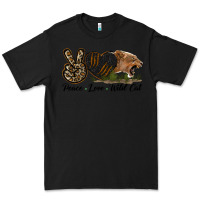 Black Peace Love Wild Cat Head Premium Tee - LillyAllenDesigns