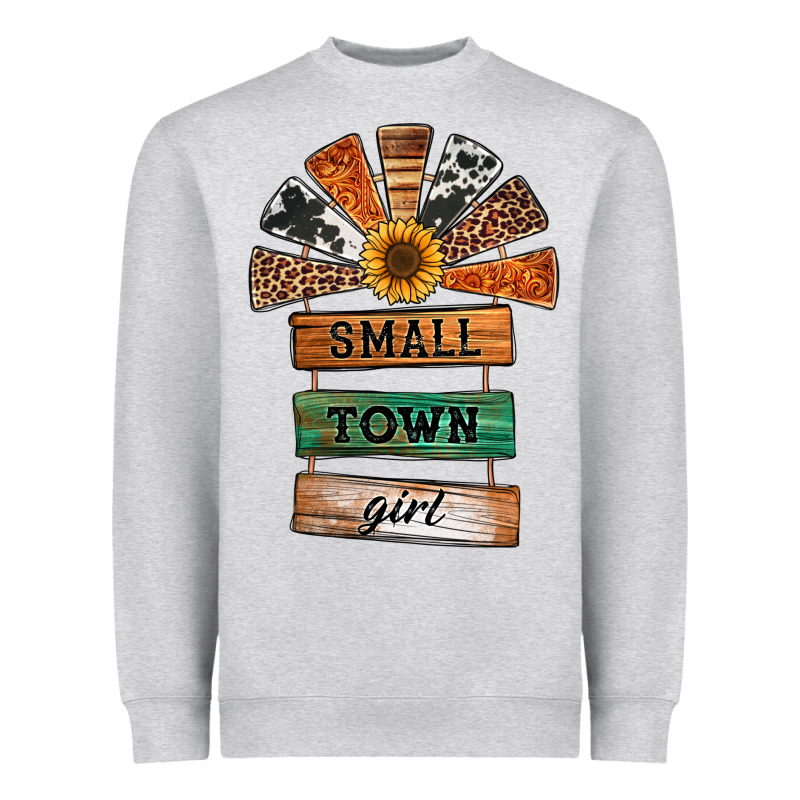 Small Town Girl Western Windmill Wooden Boards Heavyweight Sweatshirt by Jasminsmagicworld | Teevron