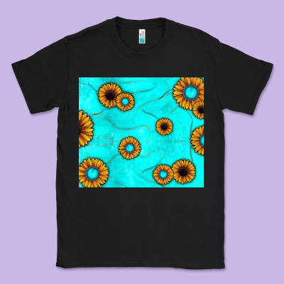 Turquoise Gemstone Sunflower Classic Tee Designed By Jahusdesignshop