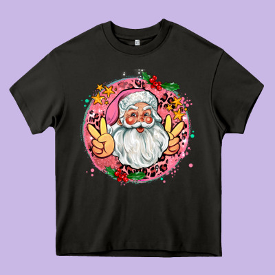 Merry Christmas Peace Santa Heavy Core Tee Designed By Adodesignshop