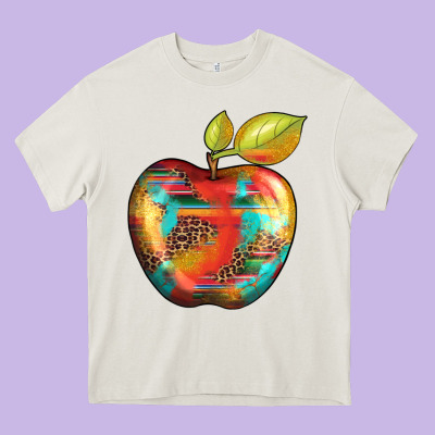 Leopard Turquoise Glitter Serape Heavy Core Tee Designed By Artiststas