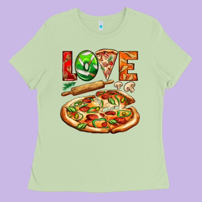 Love Pizza Ladies Tee Designed By Adodesignshop