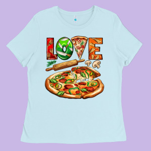 Love Pizza Ladies Tee Designed By Adodesignshop