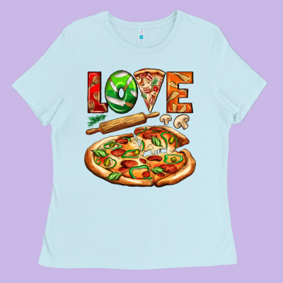 Love Pizza Ladies Tee Designed By Adodesignshop