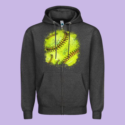 Softball Background Zipper Hoodie Designed By Howdyjamesfarm
