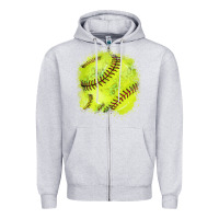 Heather Grey Softball background Zipper Hoodie - HowdyJamesFarm